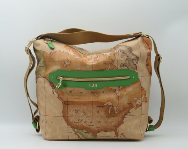 ALVIERO MARTINI BORSA ZAINO GRANDE TESSUTO GOMMATO GEO + VERDE