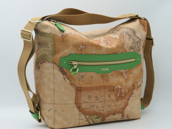 ALVIERO MARTINI BORSA ZAINO GRANDE TESSUTO GOMMATO GEO + VERDE - immagine 2