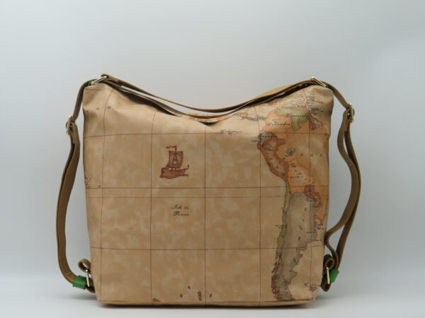 ALVIERO MARTINI BORSA ZAINO GRANDE TESSUTO GOMMATO GEO + VERDE - immagine 3