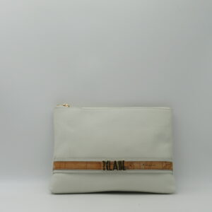 ALVIERO MARTINI 1'CLASSE POCHETTE/POLSIERA IN PELLE AVORIO+GEO