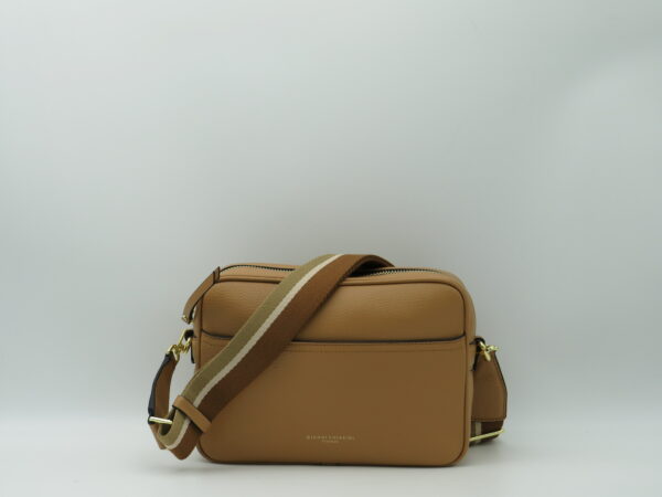 GIANNI CHIARINI TRACOLLA+TASCA IN PELLE MARTELLATA CAMMELLO