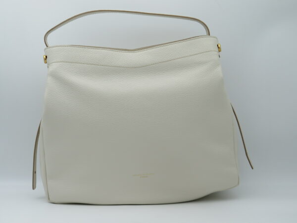 GIANNI CHIARINI SOTTOBRACCIO GRANDE IN PELLE MARTELLATA BIANCO MARMO