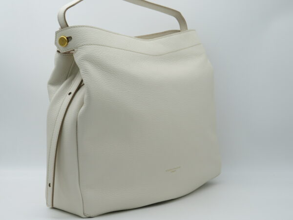 GIANNI CHIARINI SOTTOBRACCIO GRANDE IN PELLE MARTELLATA BIANCO MARMO - immagine 2