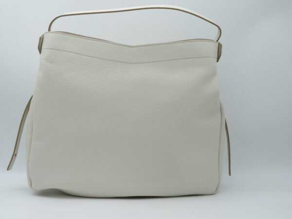 GIANNI CHIARINI SOTTOBRACCIO GRANDE IN PELLE MARTELLATA BIANCO MARMO - immagine 3