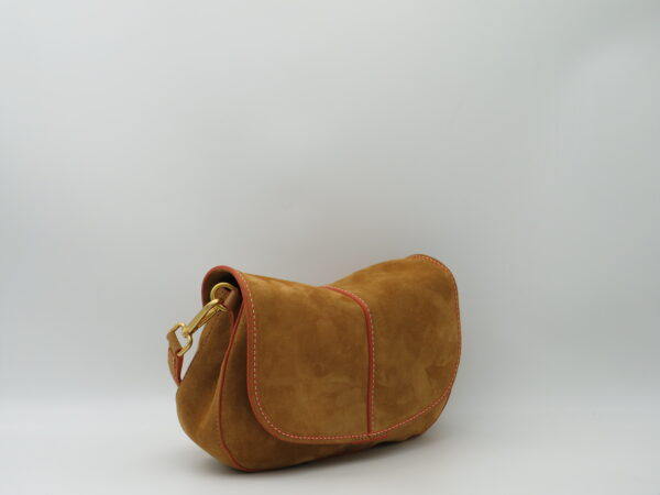 GIANNI CHIARINI"HELENA" SOTTOBRACCIO+TRACOLLA NASTRO CAMOSCIO CUOIO - immagine 2