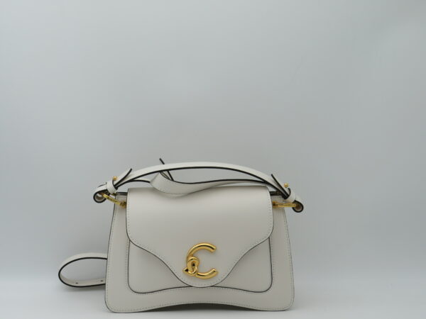 COCCINELLE BORSA A MANO/TRACOLLA IN PELLE BIANCA