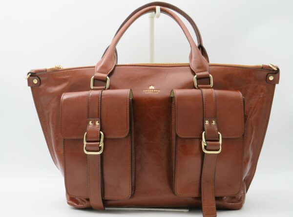 BORSA A MANO/TRACOLLA IN PELLE CARAMELLO