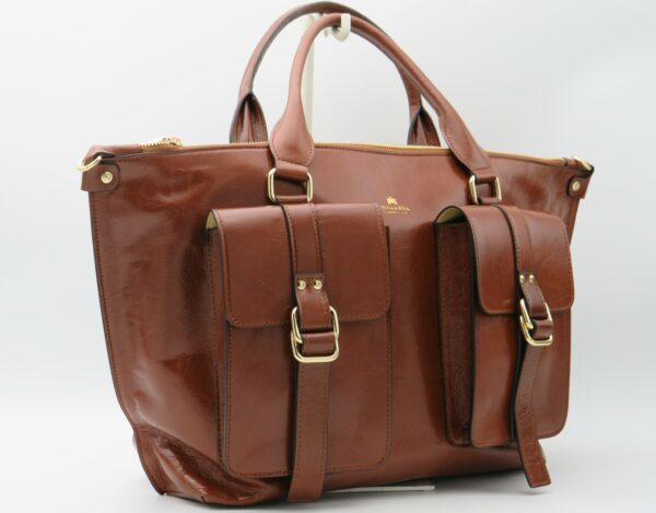 BORSA A MANO/TRACOLLA IN PELLE CARAMELLO - immagine 2