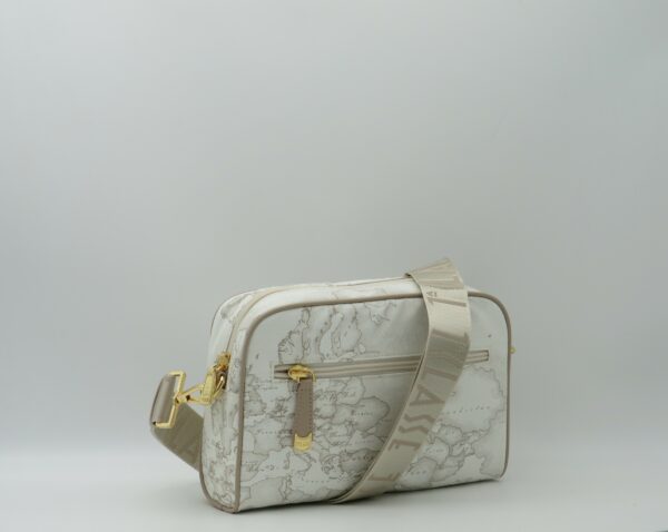 ALVIERO MARTINI 1'CLASSE TRACOLLA PICCOLA+ZIP GEO GOMMATO BIANCO - immagine 2