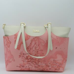 ALVIERO MARTINI 1'CLASSE SHOPPING GEO ROSA E  PELLE BIANCA
