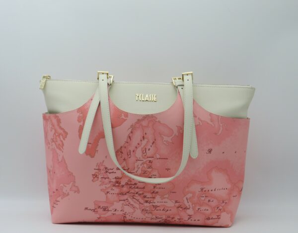 ALVIERO MARTINI 1'CLASSE SHOPPING GEO ROSA E  PELLE BIANCA