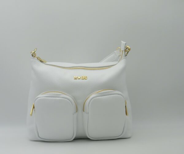 MBRC BORSA MEDIA TASCHE PELLE BIANCO