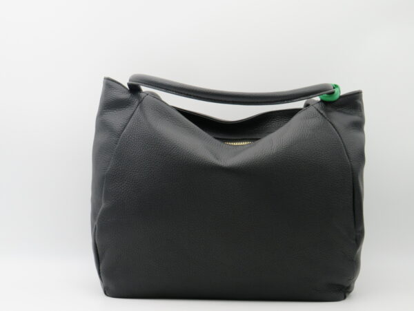 M-BRC MASSIMO BRACCIALINI SHOPPING IN PELLE NERA CON ROSA - immagine 3