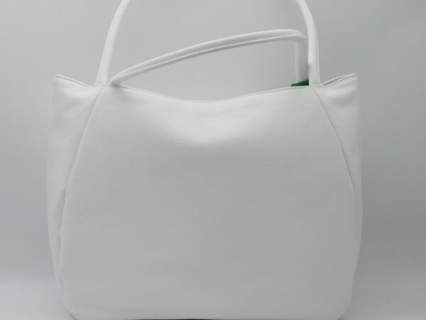 MBRC SHOPPING GRANDE PELLE BIANCO DECORAZIONE ROSA - immagine 3