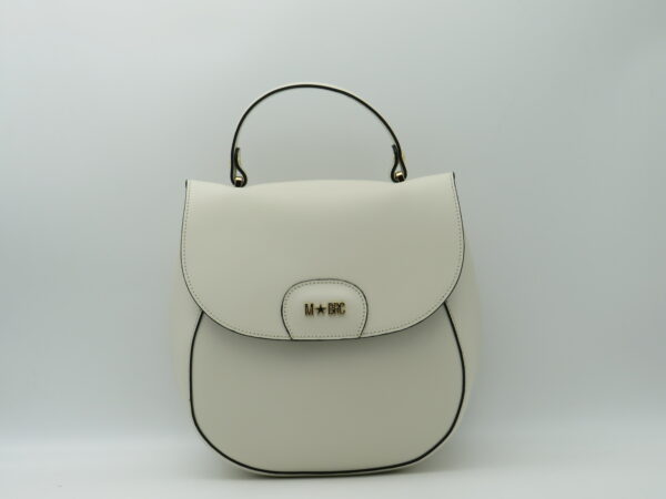MBRC BORSA/ZAINO MEDIA PELLE LISCIA AVORIO