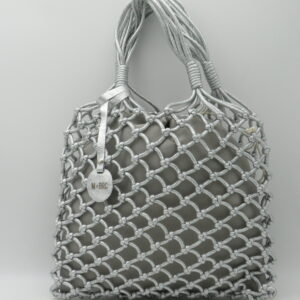 MBRC BORSA MEDIA A MANO VERTICALE TESSUTO ARGENTO