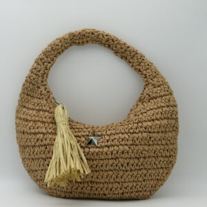 M-BRC MASSIMO BRACCIALINI HOBO BAG PICCOLA RAFIA COGNAC