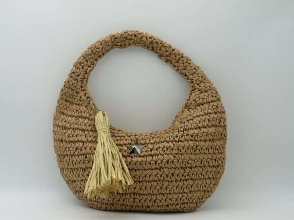 M-BRC MASSIMO BRACCIALINI HOBO BAG PICCOLA RAFIA COGNAC