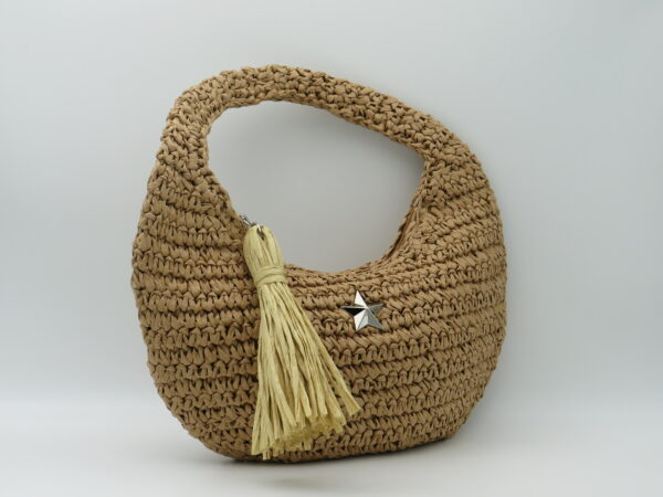 M-BRC MASSIMO BRACCIALINI HOBO BAG PICCOLA RAFIA COGNAC - immagine 2