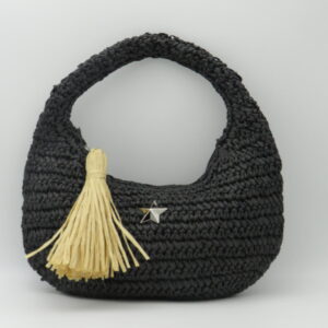 M-BRC MASSIMO BRACCIALINI HOBO BAG PICCOLA RAFIA NERO