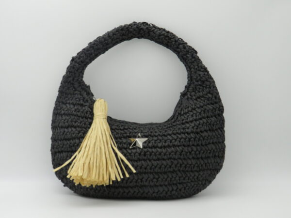 M-BRC MASSIMO BRACCIALINI HOBO BAG PICCOLA RAFIA NERO