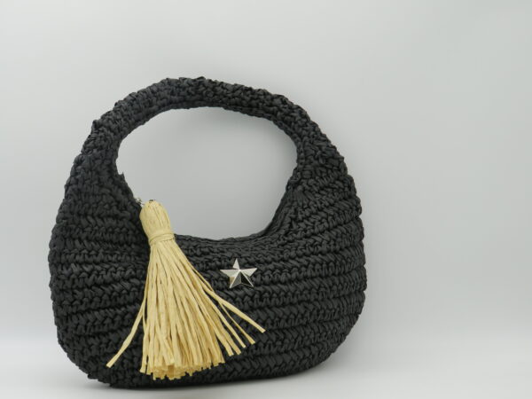 M-BRC MASSIMO BRACCIALINI HOBO BAG PICCOLA RAFIA NERO - immagine 2