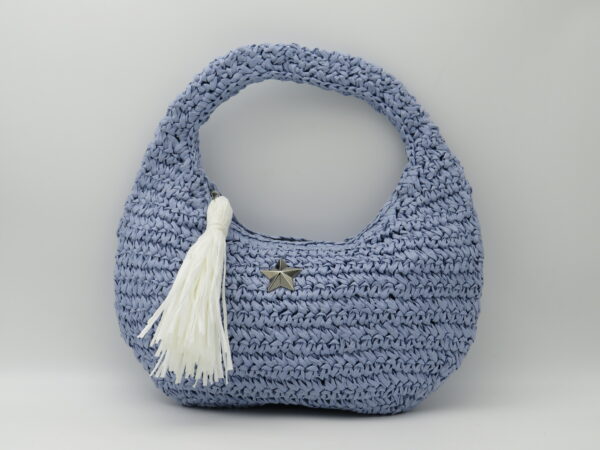 M-BRC MASSIMO BRACCIALINI HOBO BAG PICCOLA RAFIA CELESTE