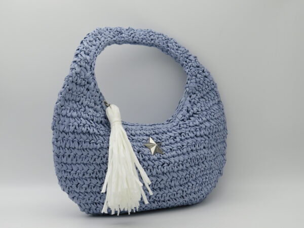 M-BRC MASSIMO BRACCIALINI HOBO BAG PICCOLA RAFIA CELESTE - immagine 2