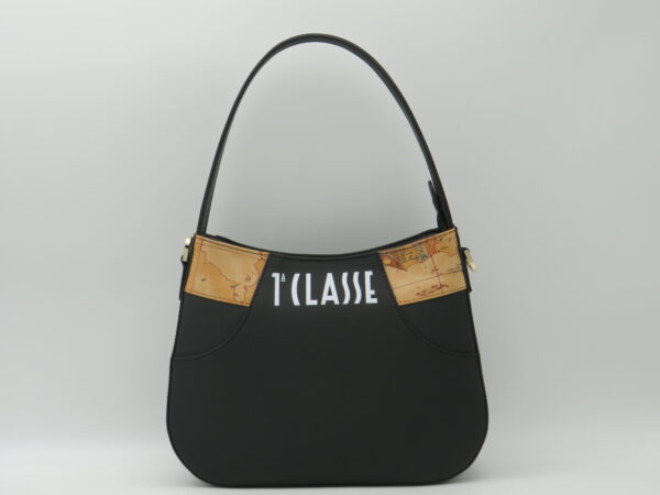 ALVIERO MARTINI 1 CLASSE HOBOBAG MEDIA GOMMATO NERO + GEO