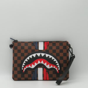 SPRAYGROUND POLSIERA/TRACOLLA DAMIER MARRONE E BANDIERA FRANCESE