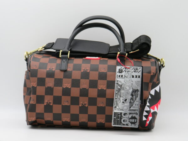 SPRAYGROUND BAULETTO DAMIER MARRONE CON ORSACCHIOTTI
