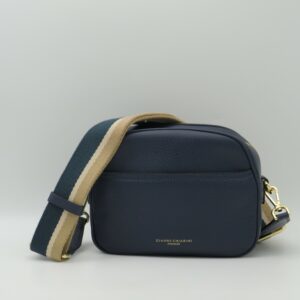 GIANNI CHIARINI TRACOLLA PICCOLA STONDATA NASTRO PELLE BLU NAVY