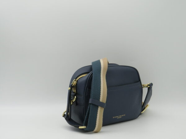 GIANNI CHIARINI TRACOLLA PICCOLA STONDATA NASTRO PELLE BLU NAVY - immagine 2