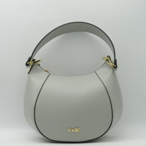 MBRC BORSA MEDIA STONDATA PELLE BIANCO GHIACCIO