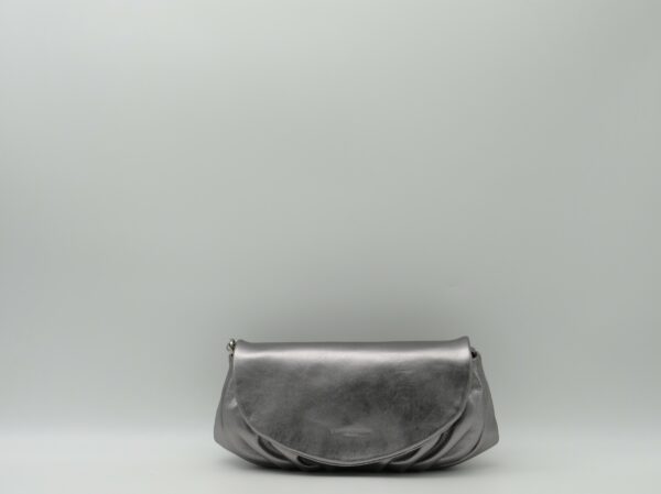 GIANNI CHIARINI POCHETTE PATTA PICCOLA TRACOLLA CATENA PELLE LAMINATA ACCIAIO