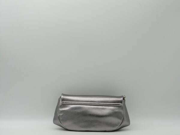 GIANNI CHIARINI POCHETTE PATTA PICCOLA TRACOLLA CATENA PELLE LAMINATA ACCIAIO - immagine 3