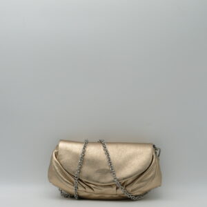 GIANNI CHIARINI POCHETTE/TRACOLLA IN PELLE LAMINATA CHAMPAGNE