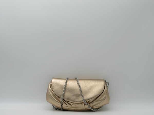 GIANNI CHIARINI POCHETTE/TRACOLLA IN PELLE LAMINATA CHAMPAGNE