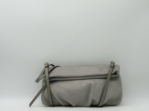 GIANNI CHIARINI POCHETTE MEDIA BOMBATA GLITTERATA ARGENTO