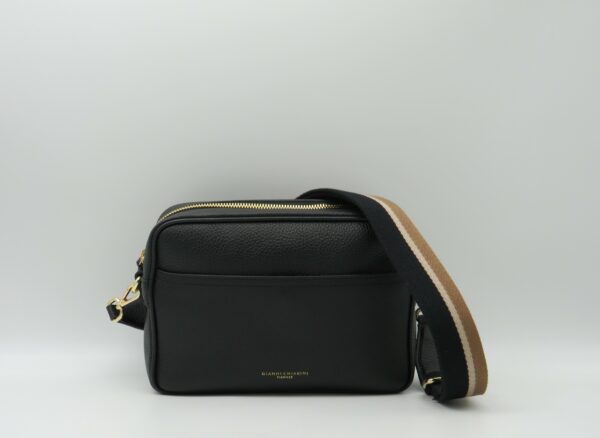 GIANNI CHIARINI TRACOLLA+ TASCA IN PELLE MARTELLATA NERA