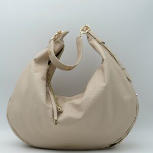 BORBONESE SOTTOBRACCIO HOBOBAG GRANDE PELLE CREMA