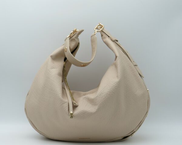 BORBONESE SOTTOBRACCIO HOBOBAG GRANDE PELLE CREMA