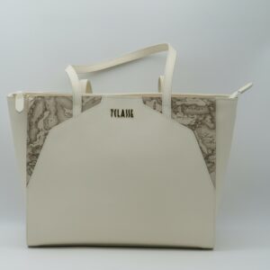 ALVIERO MARTINI SHOPPING SAFFIANO AVORIO + GEO RAFIA