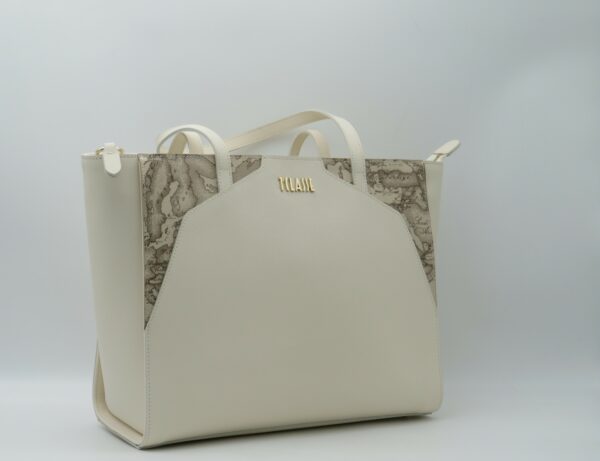 ALVIERO MARTINI SHOPPING SAFFIANO AVORIO + GEO RAFIA - immagine 2