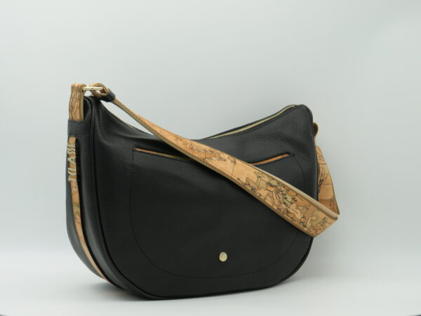 ALVIERO MARTINI BORSA MEZZALUNA GRANDE PELLE NERA - immagine 2