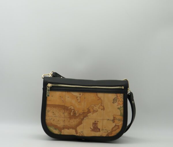 ALVIERO MARTINI SOTTOBRACCIO/TRACOLLA DOPPIO SOFFIETTO PELLE NERO + GEO - immagine 4