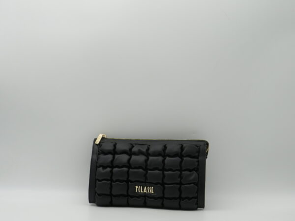 ALVIERO MARTINI POCHETTE MATELASSEE NERA CON LACCINO RIFINITA GEO