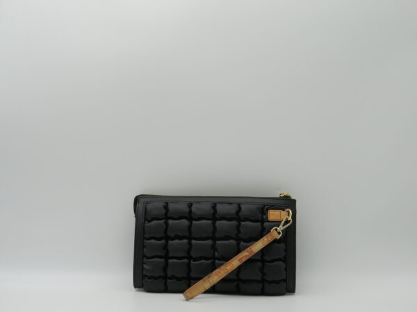 ALVIERO MARTINI POCHETTE MATELASSEE NERA CON LACCINO RIFINITA GEO - immagine 3