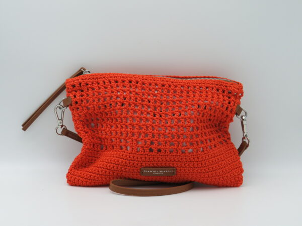 GIANNI CHIARINI TRACOLLA PIATTA IN COTONE ARANCIO