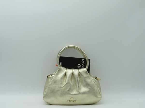 MIDMAIND BORSA PICCOLA MANICI TONDI PELLE LAMINATA ORO